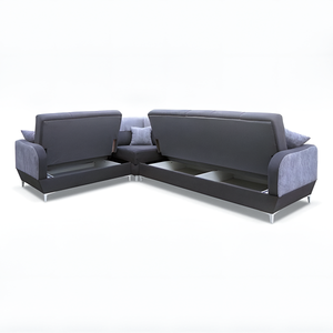 Baron Grey Fabric Corner Sofa Bed with Storage, Adjustable Backrests & Dual Sleeping Function